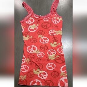 Peace Sign and Dove Y2K Red Green Camisole Bird Tank Top Scanty Brand Pajamas